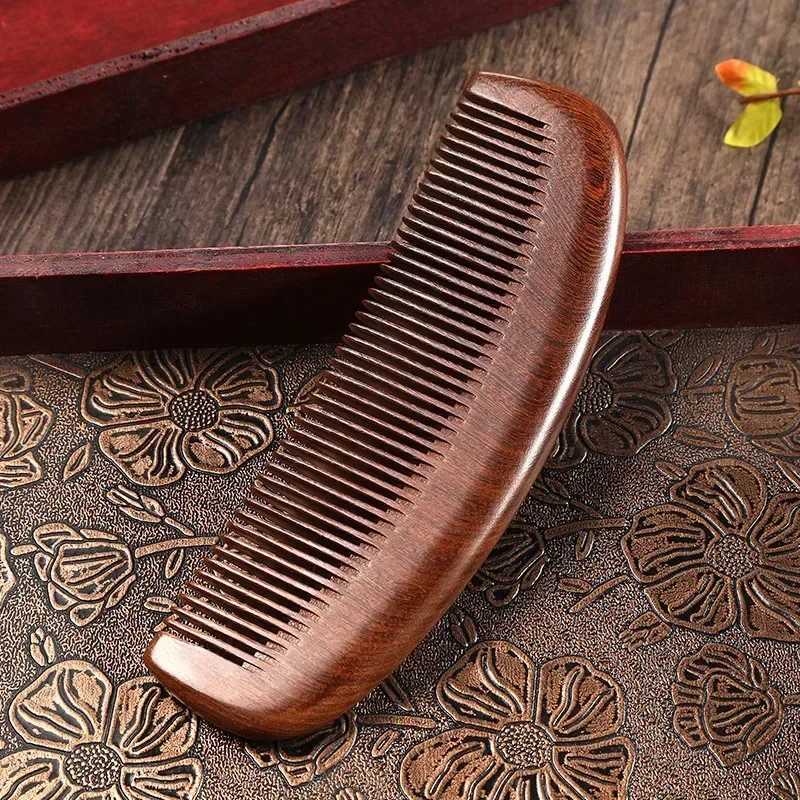 Customized sandalwood comb solid peach wood carved hair brush suitable for friends lovers family gifts long straight and smooth W241112