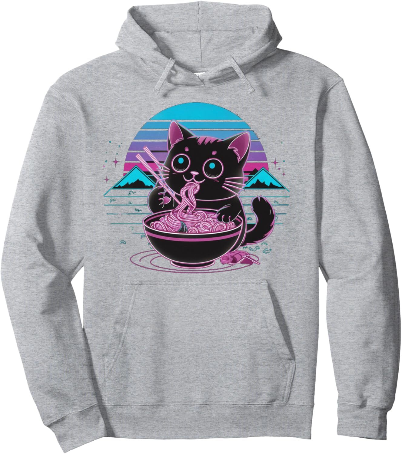 Hoodie for Mens Womens Cat Ramen Noodle Japanese Anime Manga Ramen Kawaii Cat Pullover Hoodie Graphic Hoodies sweatshirt cool