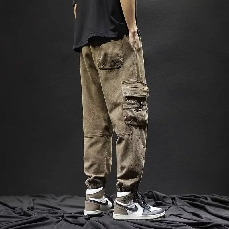 Military Tactical Jogger Sports Pants with Stickers American Commodity Pants Y2K Retro Pocket Multi Pocket Trouser 241111