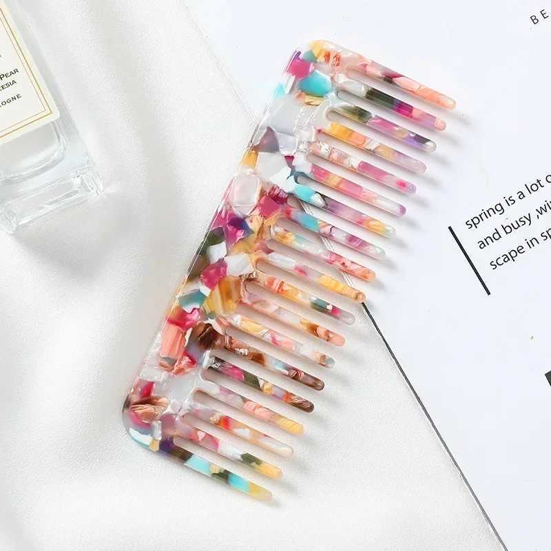 Korean fashion design hair comb wide teeth vinegar hair comb anti-static massage hair comb colorful hair styling tool W241112