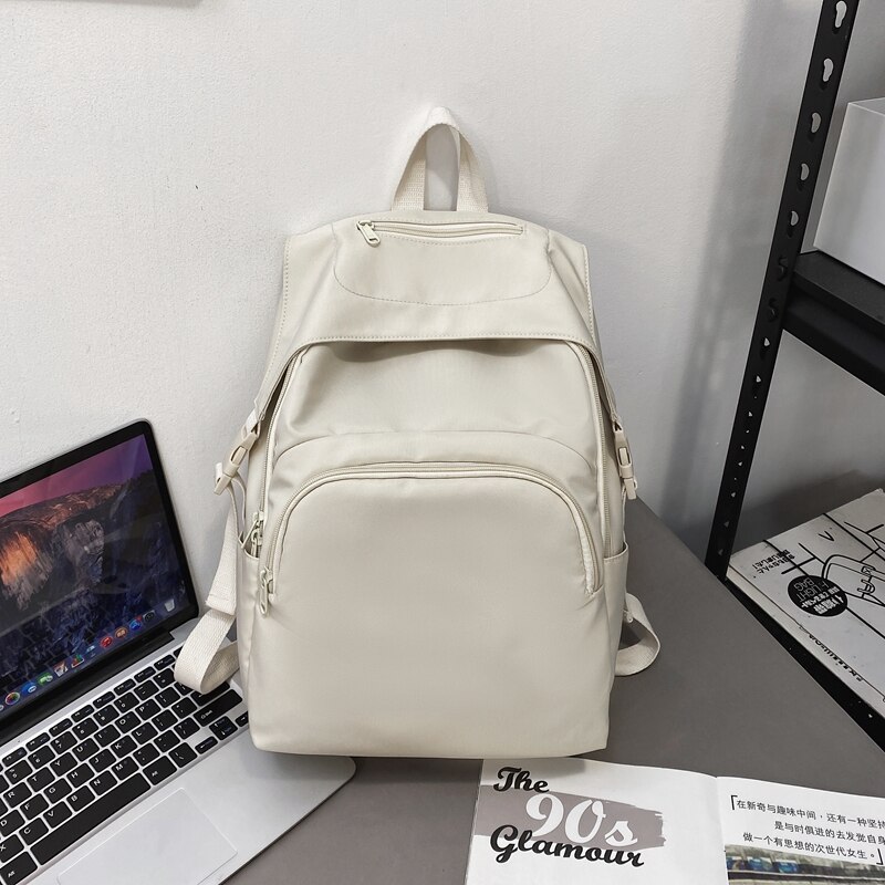 14 Inch Solid Color Large Capacity Ladies Backpack Casual Schoolbag Men And Women Universal Computer Backpack 2a864