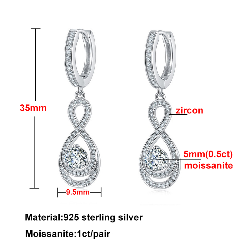2cttw Real Moissanite Dia Jewelry Set 100% Sterling Sier Necklaces Earrings For Women Waterdrop Pendant Neck Chain GRA 290d7