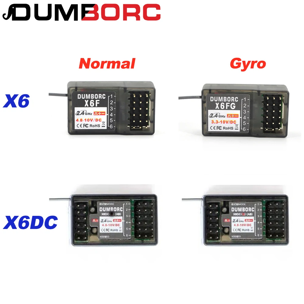 DUMBORC X6FG X6F X6DC X6DCG 2.4G 6CH Receiver with Gyro for DUMBORC X6 X4 X5 Transmitter Remote Controller LED light Rc Car Boat