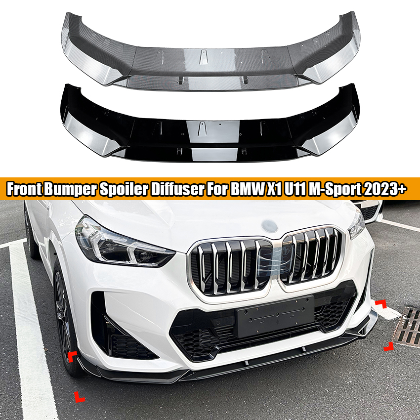 For X1 U11 M-Sport 2023+ Car Front Bumper Spoiler Diffuser Splitter Lip Body Kit Exterior Parts Cover Gurad Tuning Auto Part