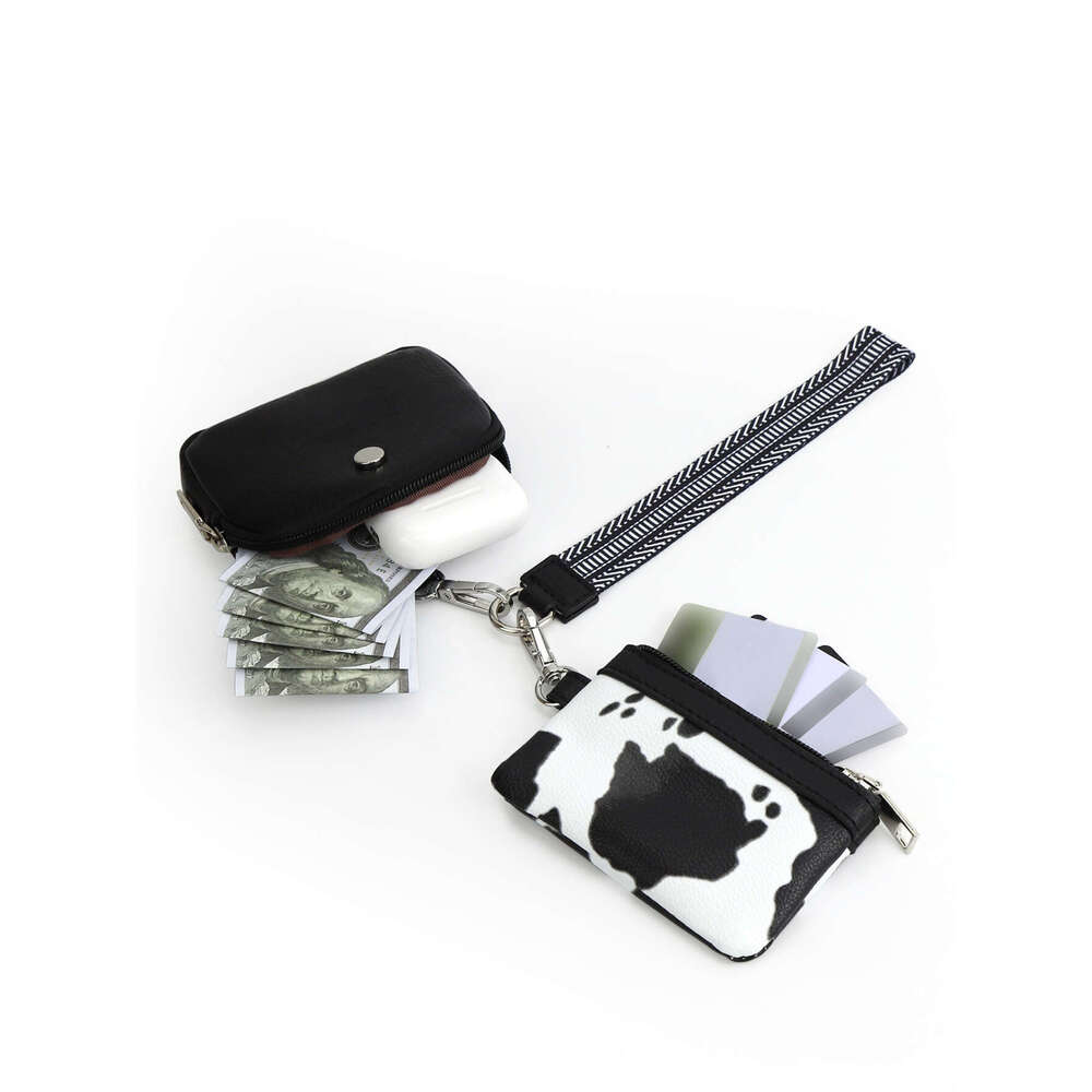 Multi-functional fashion women's wrist bag portable simple bank card mini purse cow PU material