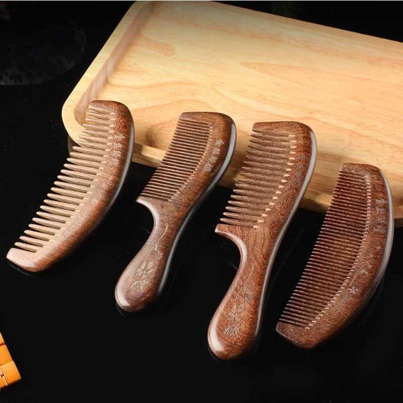 Natural Sandalwood Comb Massage Anti static Non card Wooden Comb Straight Hair W241112