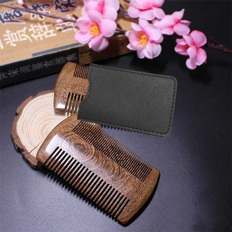 Handmade beard and hair comb vintage sandalwood comb Grate Comb leather comb W241112