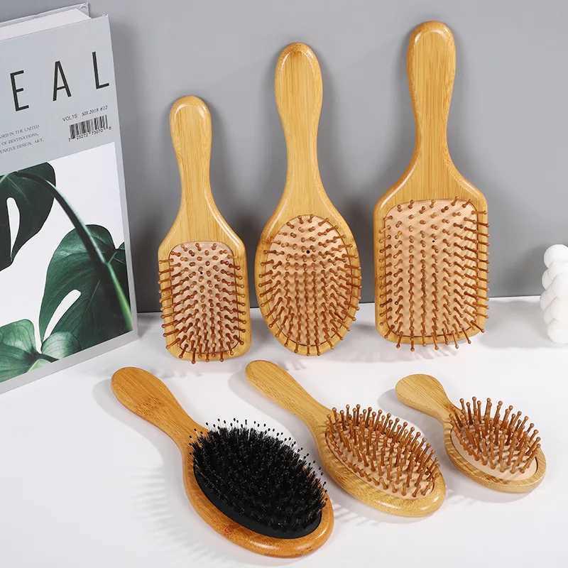 Portable wooden comb professional air cushion hair removal massage brush hair combing scalp care healthy bamboo comb W241112