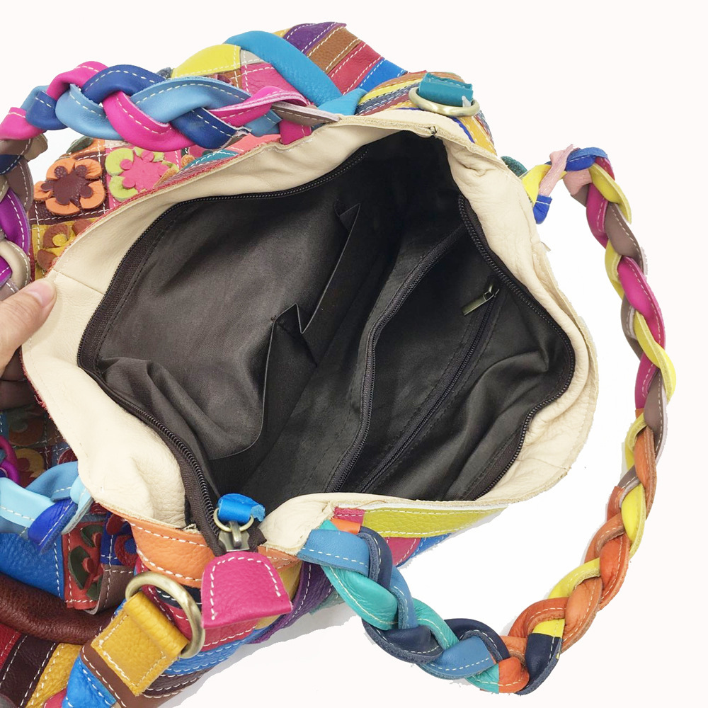 Oversized Genuine Leather Large Capacity Ral Multi Colored Tote Bags Gypsy Hippie Ibiza Bohemian Boho Chic Work Laptop Bag Patchwork BagVoyage