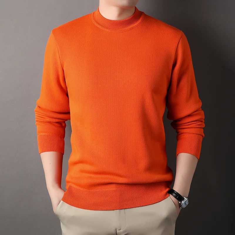 Classic round neck sweater mens knitted zipper winter mens turtle neck sweater casual slim fit top warm fitness knit W2411111