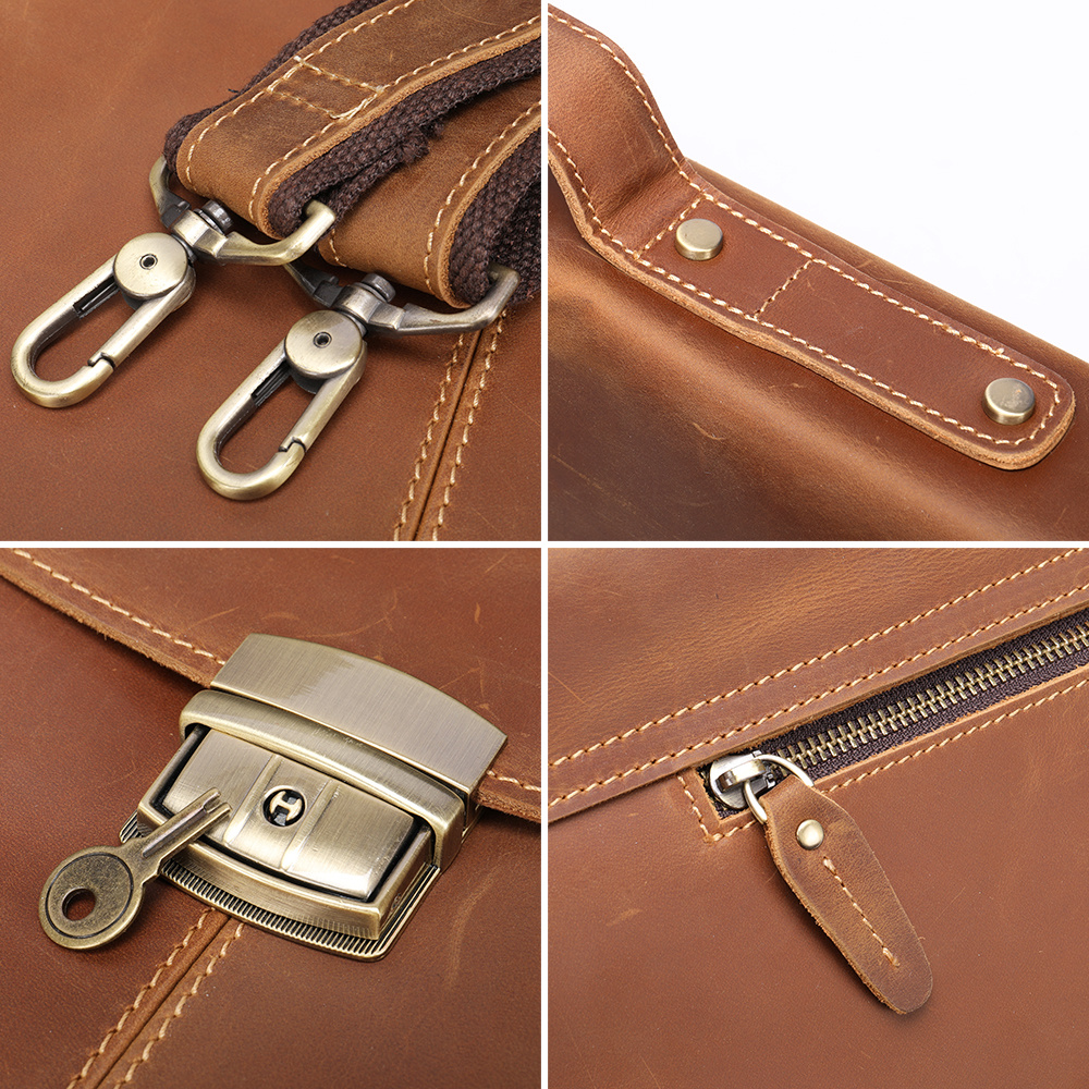 Briefcase Crazy Men Horse Genuine Leather Male Fit 15.6inch Laptop Bag Handbag For Documents 's Shoulder Designer 7d4a6
