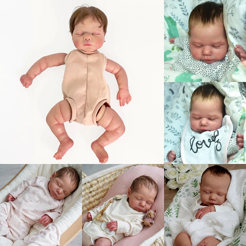 19inch 48cm Newborn Baby Reborn Doll Kit Baby Quinlyn Lifelike Soft Touch Already Painted Unfinished Doll with Hand Root Hair