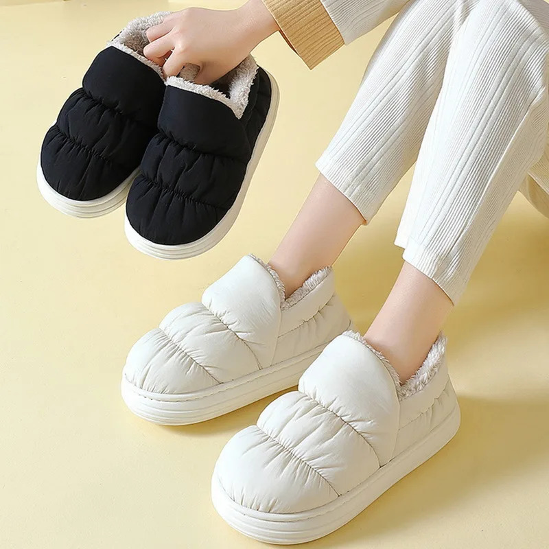 Warm Plush Shoes For Women Mules Indoor Outside Winter Home Warm Fluffy Anti-Skid Boots Fur Cotton Shoe Men Outdoors Sneakers 241112