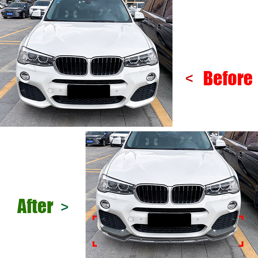 Car Front Lower Lip Splitter Diffuser Body Kit For X3 F25 X4 F26 LCI M Sport 2014 2015 2016 2017 Spoiler Bumper Guard