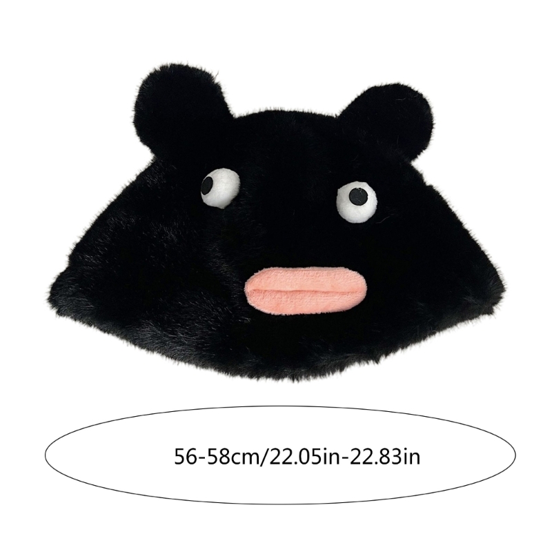 Girls Funny Plush Bear Beanie 3D Mouth Cap Women Outdoor Sports Hiking Hat M6CD