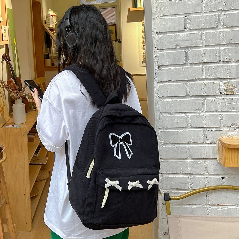 Y2K cute bow notebook backpack fashionable casual coral bow student backpack large capacity travel backpack shoulder bag 241111