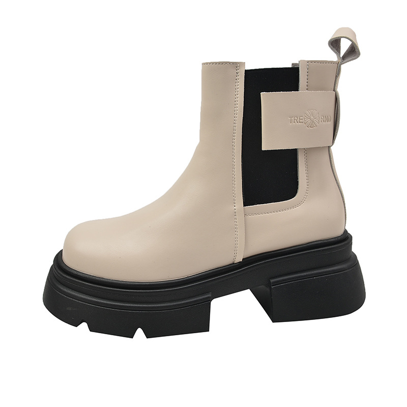 Designer Women's British Style Autumn Thick Soled Fashionable Short Boots The new versatile trend Thick-soled cigarette boots Martin boots 85