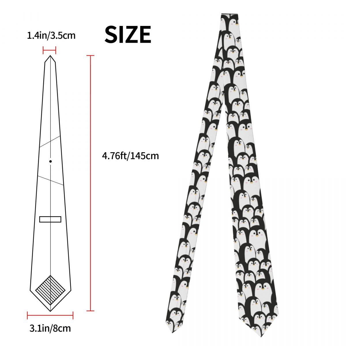 Cute Animal With Penguin Black And White Neckties Unisex Polyester 8 cm Neck Tie for Men Skinny Classic Shirt Accessories b53f2