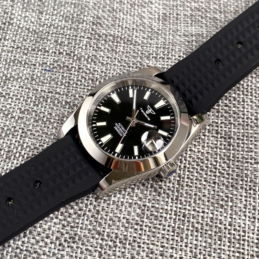 Tandorio 36mm NH35A Black Green Blue Dial Dive 200M Waterproof Automatic Watch For Men Sapphire Glass Luminous Rubber Strap 4ae8b 5 e1ab0