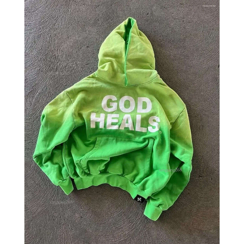 Men's Hoodies Men Oversized Vintage Streetwear God Heals Painting Printed Women Sweatshirt Y2k Tops