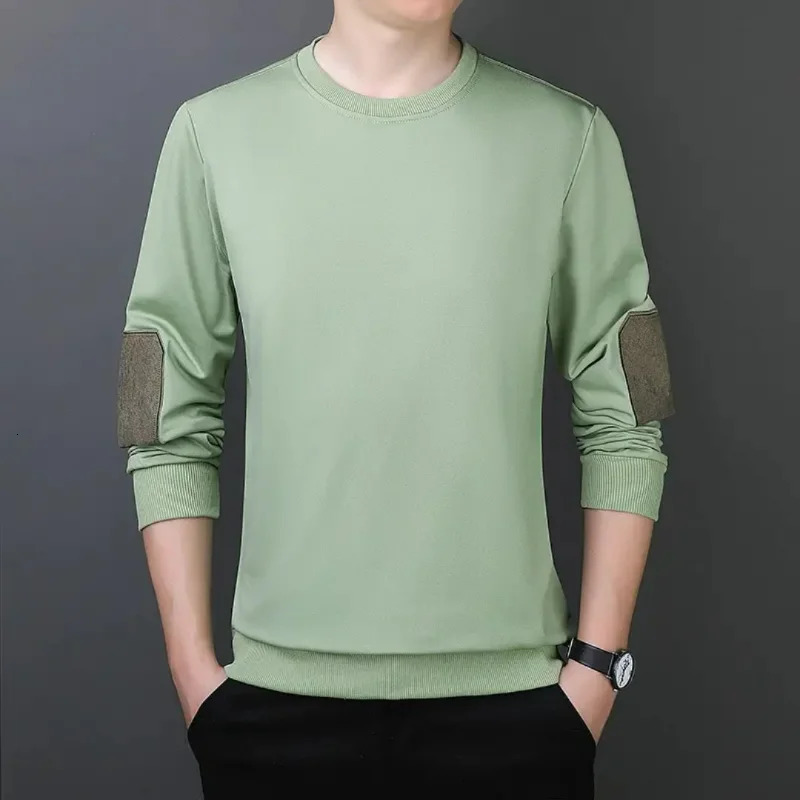 Korean Fashion Mens Comparison Long Sleeve T-shirt Spring/Summer Mens Round Neck Loose Edition Casual Bottom Top 241112