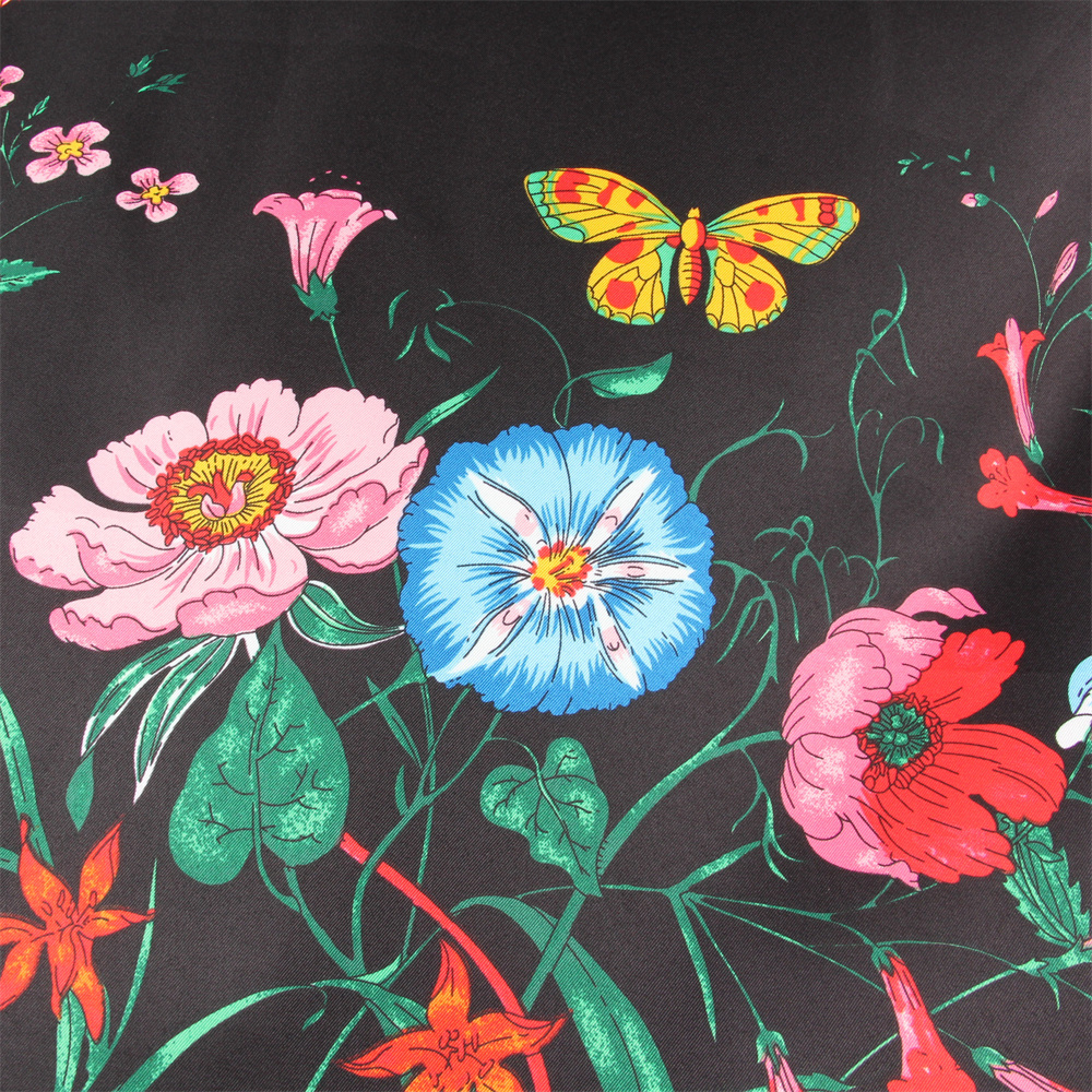 POBING Silk Scarf Women Large Shawls Flowers Print Stoles Square Bandana Kerchief Hijab Scarf Female Foulards 130CM f9955