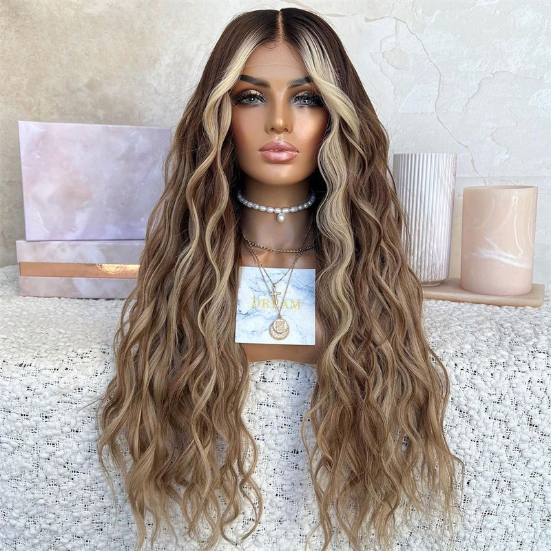 Free shipping Braziloian Highlight 13x6 HD Frontal Wig blonde Colored 200 Density 13x4 loose deep Wave Lace Front Human Hair Wigs For Women 34 36 Inch