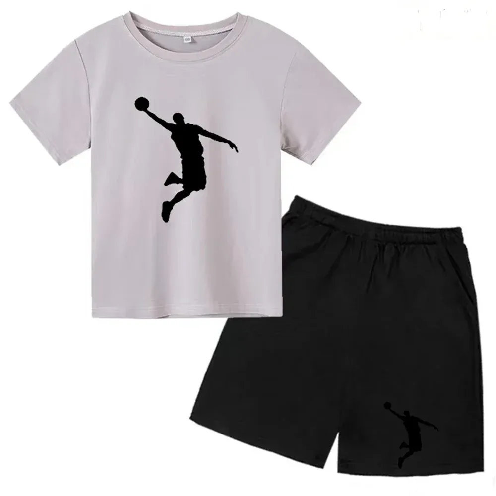 Boys Girls Children's T-shirt Set Summer Kids Tshirts +Shorts Sports Short Sleeve Casual Wear 4-14 Year Old Children's Clothing