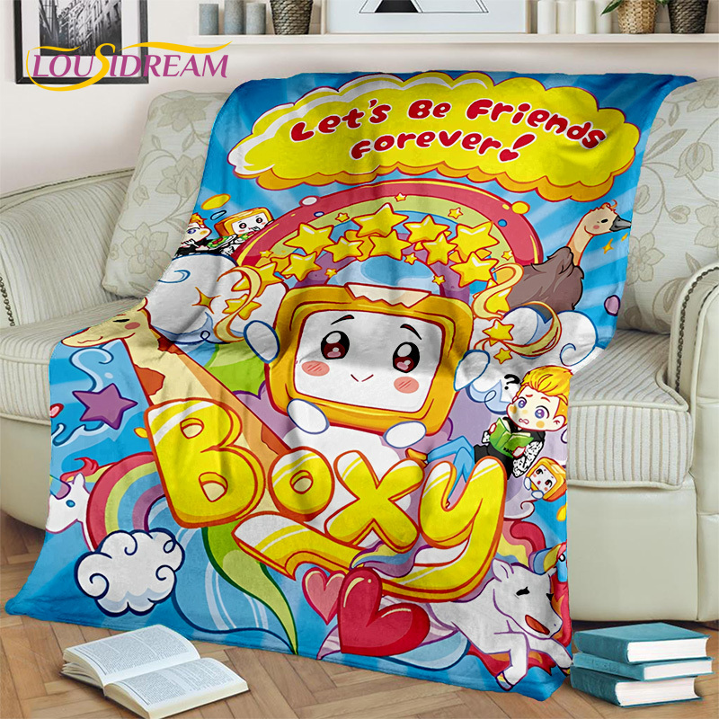Cute Happy Lankybox Foxy Boxy and Rocky Blanket,Soft Throw Blanket for Home Bedroom Bed Sofa Picnic Travel Office Blanket Kids