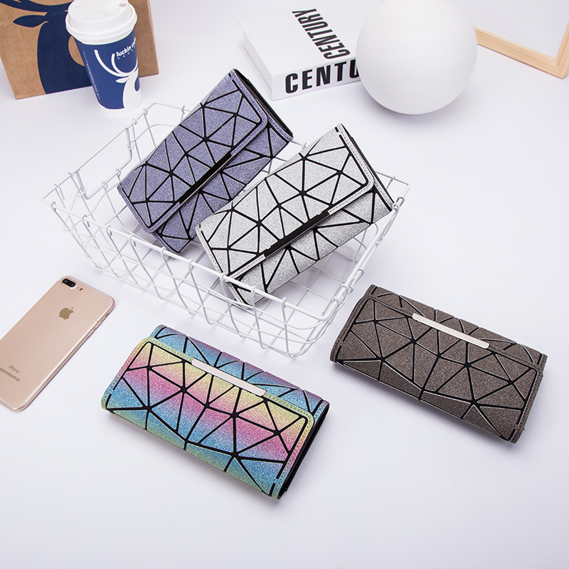 Purse Geometric Wallet Women Long women's Clutch s Money Bag Three Folds Ladies Card Holder carteira portfel e3bed