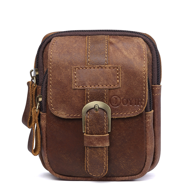 Packs For Waist Men Zipper Men's Genuine Leather Hip Bag Travel Fanny s Pack Male Small s for man 51003
