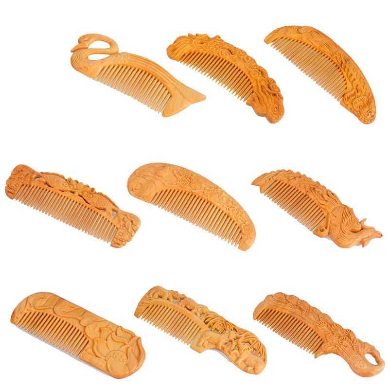Wooden Comb Carving Phoenix Handmade Size Hair Brush Massage Hair Comb Female Gift Travel Natural Wooden Comb Thuja Portable W241112