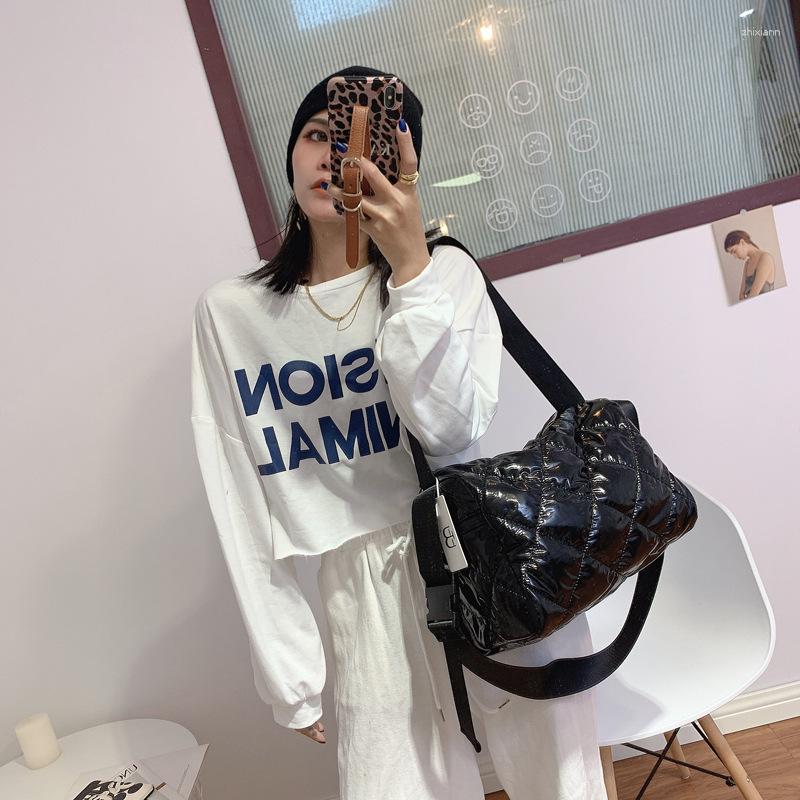 Bag Autumn And Winter Textured Wide Shoulder Strap Design Large Capacity Quilted Square Trendy Single Diagonal Women's zhanyishengli