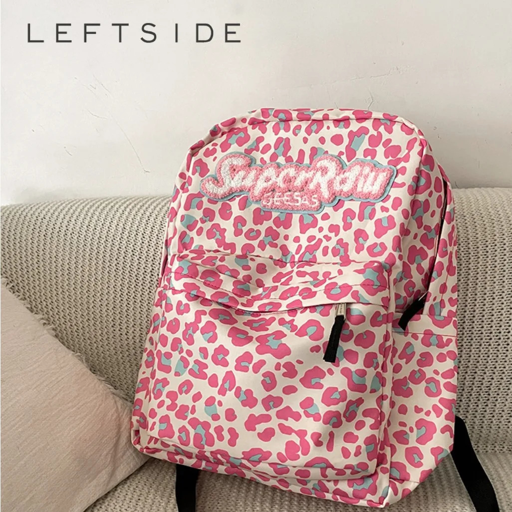 LEFTSIDE Womens Casual Pink School Backpack Y2K Student Korean Style Backpack 241111