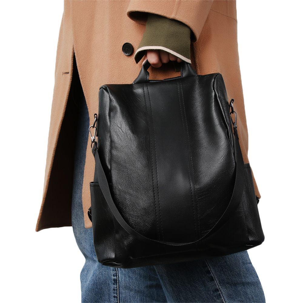 School Girl's College Backpack Large Capacity Women Leather Satchel Unisex Anti-Theft Travel Rucksack Female Shoulder Bag