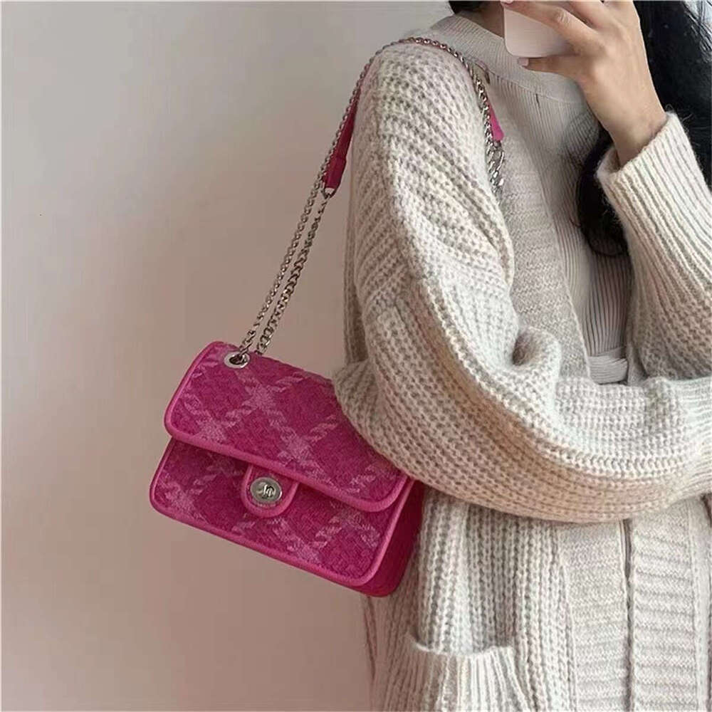 2024 women's high-grade textured buckle dia chain small square bag single shoulder crossbody handbag woman