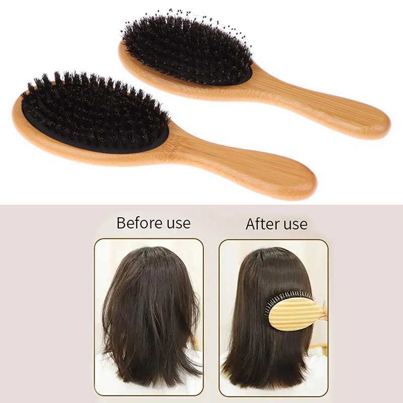 Pig mane brush womens bamboo brush professional curly airbag scalp brush comb used for hair beauty and care salon tools W241112