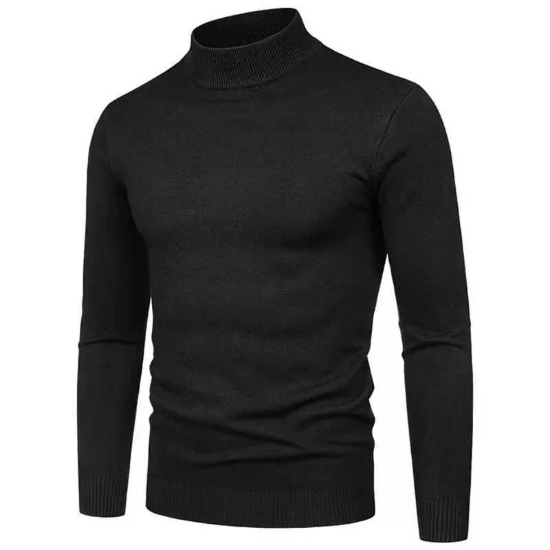 High quality turtle neck sweater mens pull-out basic solid turtle neck sweater mens black wine red green gray purple knitted mens style W2411111