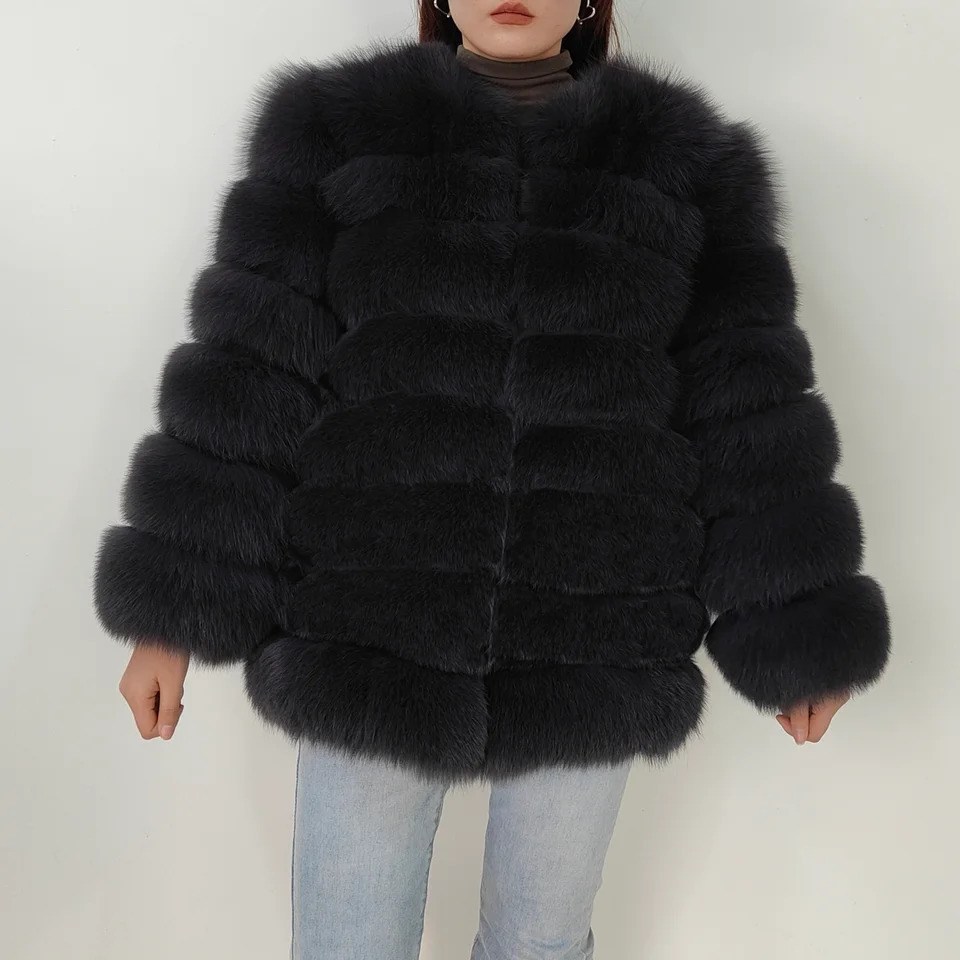 2024 4in1 Winter Jacket Vest Long Furry Fur Natural Real Coat For Womens Overcoat 70cm 241112
