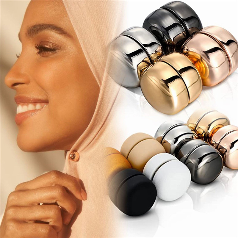 New Safe Hijab Brooch Strong Metal Magnetic Clip Accessory No Snag Pins Brooches Magnet for Muslim Scarf Gifts 5