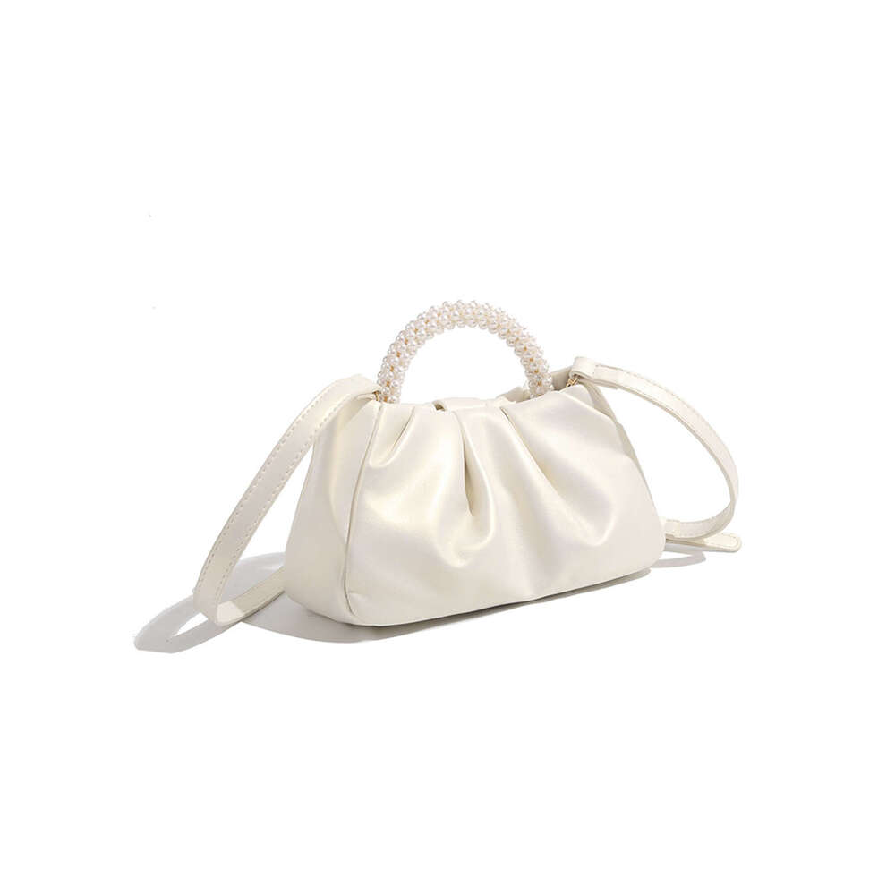 French pleated 2024 Advanced sense fairy Pearl small handbag Gentle wind crossbody cloud bag female