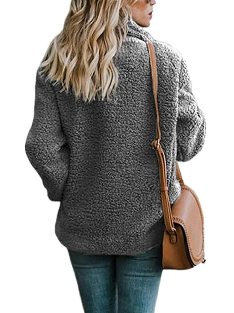 Womens camouflage wool jacket winter warm open top wool sweater teddy bear sherpa jacket pocket 241112