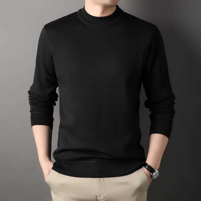 Classic round neck sweater mens knitted zipper winter mens turtle neck sweater casual slim fit top warm fitness knit W2411111