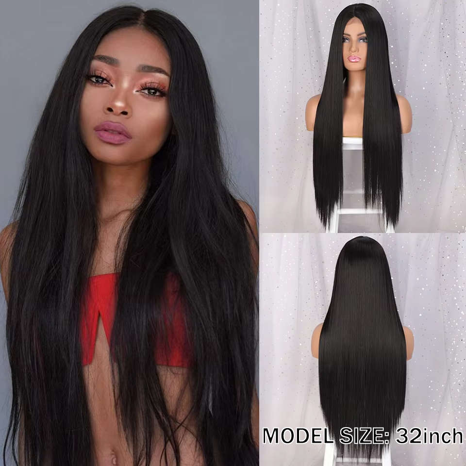 130Density Lace Frontal Wig front Straight Lace Front Hair Wigs For Black Women Long Cosplay Synthetic Wig Preplucked
