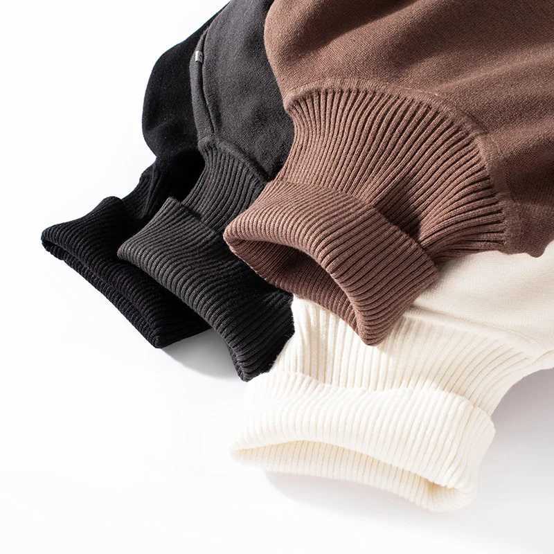 Fashion mens autumn solid color thin knitted sweater mens long sleeved navy blue collar with floral mens warm collar knitted M-4XL W2411111