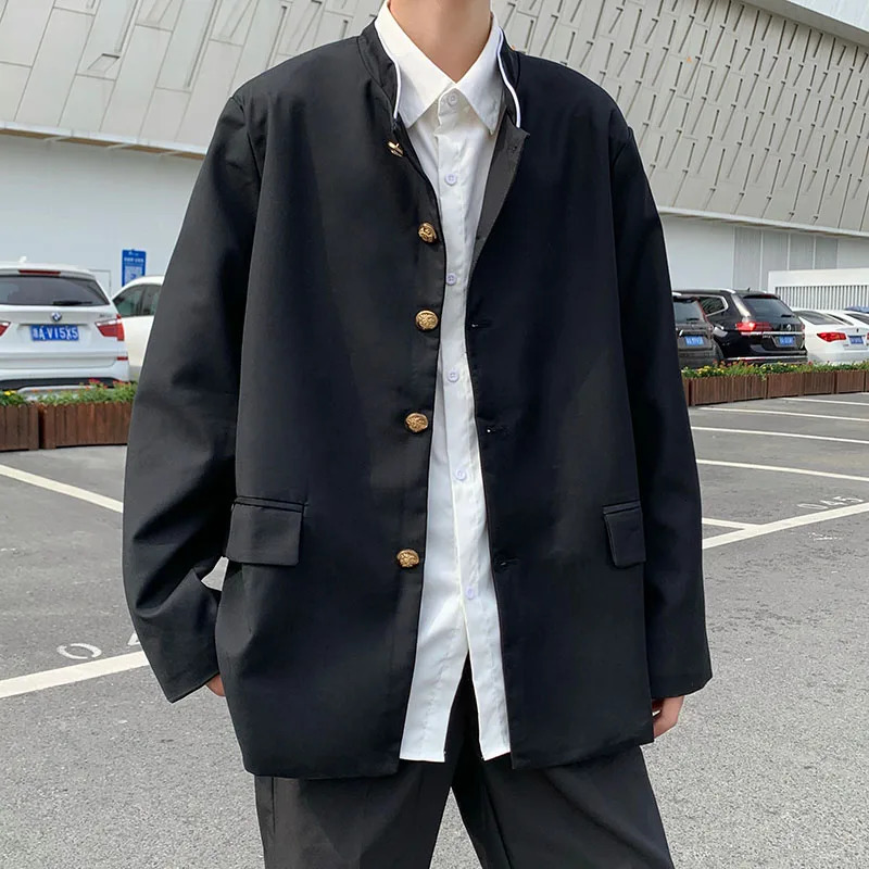 Japanese Academy Uniform Jacket Stand up Collar Set Top Mens Jacket Spring/Summer Academy Style Trendy Mens School Uniform 241112