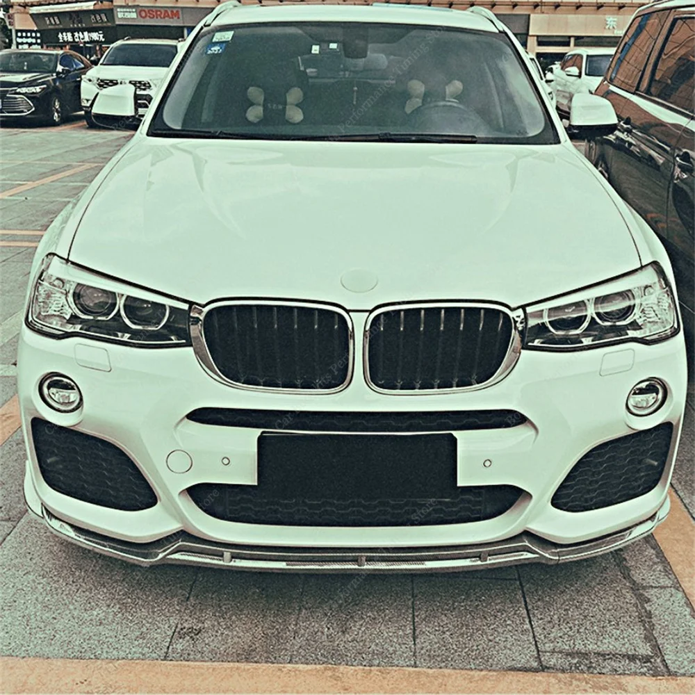 For F25 F26 3Pcs Front Bumper Lip Splitter Spoiler X3 X4 20i 28i 30d 35i 35d M40i 2014-2018 Facelift Bodykits Tuning