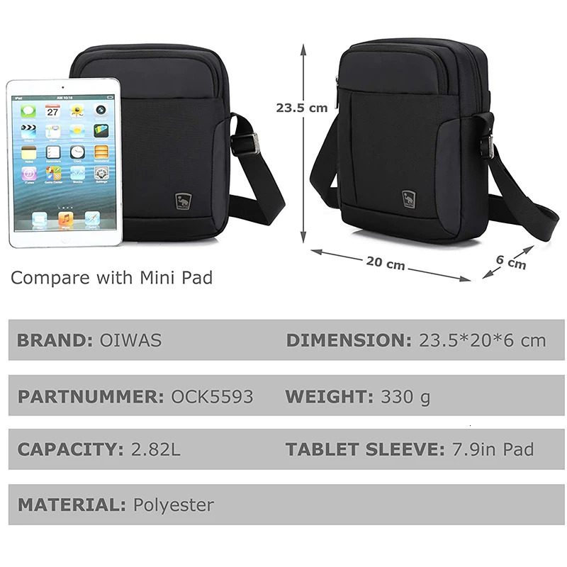 OIWAS Crossbody Bag Mens Pouch Small Man Bags Mini Single Shoulder Messenger Cross Body Wallet for Travel Work School 241111