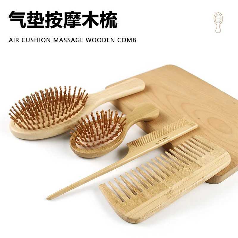 Bamboo brush massage scalp brush air bag massage comb wooden brush pad anti-static scalp brush Cepulo Para Cabello W241112