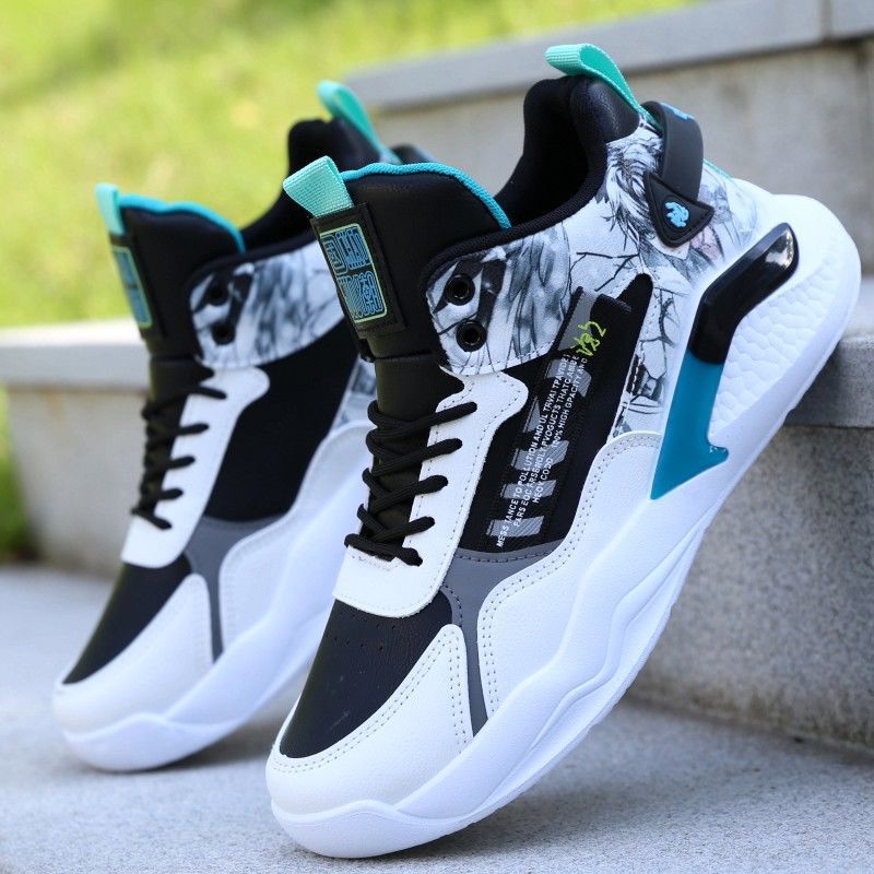 Men Casual Shoes Fashion Platform Sneakers Mens Trend Lace-up Non-slip Skateboard Chunky Shoes Men Basket Mesh Bearthable Shoes